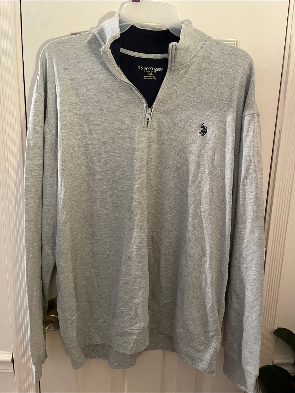 U.S. Polo Assn. Men's Light Gray Quarter-Zip Pullover 3XL